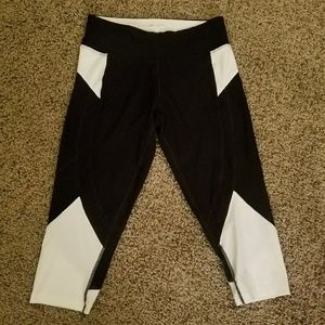 Marika Black and White Workout Capris with Mesh